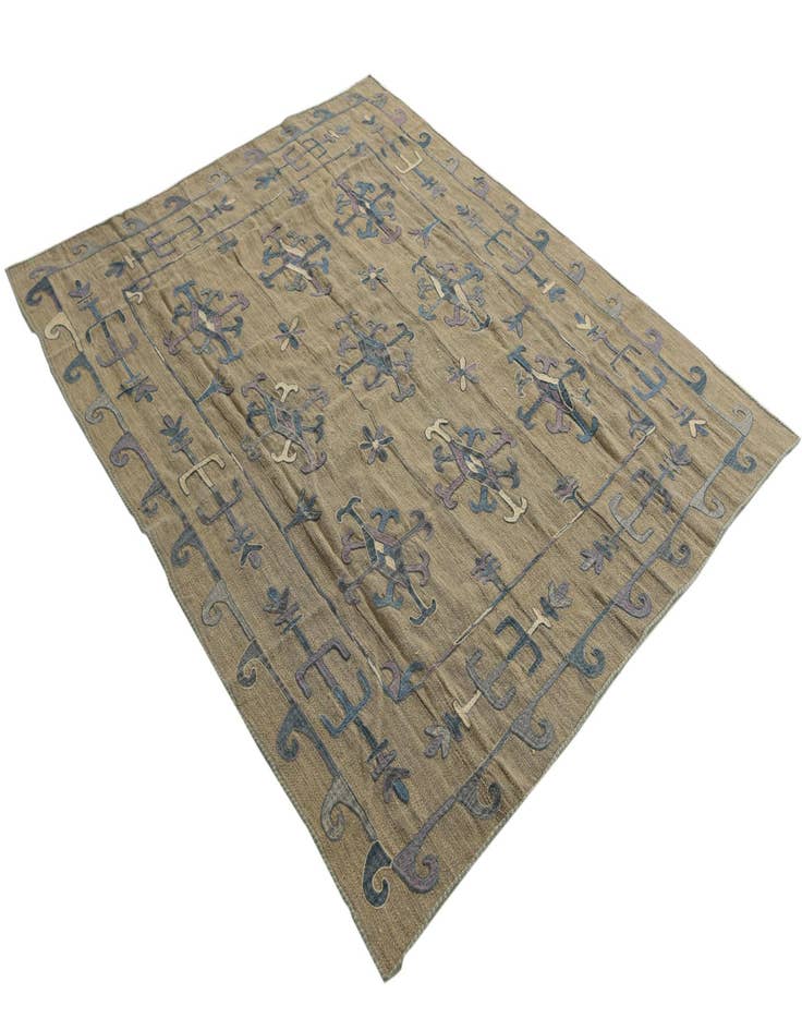 Detail image of  6' x 7' 2  Hand Woven Kilim Suzani Wool Rug