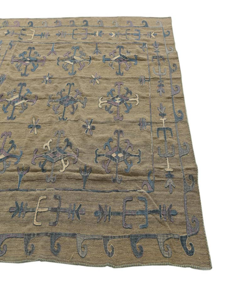 Detail image of  6' x 7' 2  Hand Woven Kilim Suzani Wool Rug