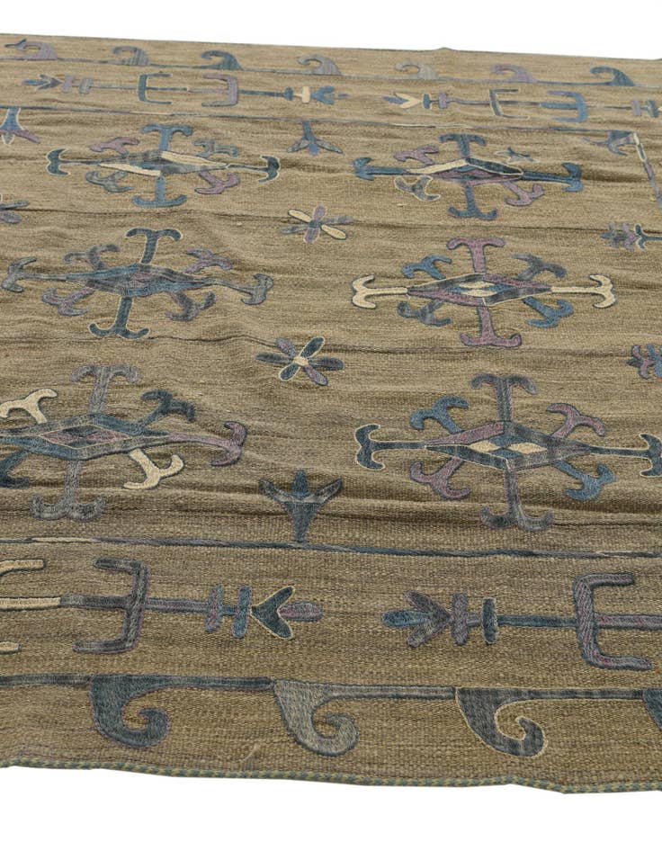 Detail image of  6' x 7' 2  Hand Woven Kilim Suzani Wool Rug