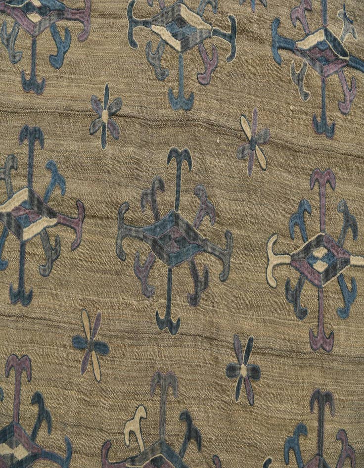 Detail image of  6' x 7' 2  Hand Woven Kilim Suzani Wool Rug