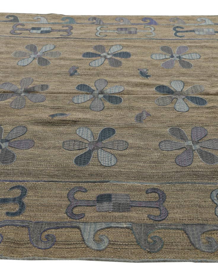 Detail image of  5' 6 x 6' 6  Hand Woven Kilim Suzani Wool Rug