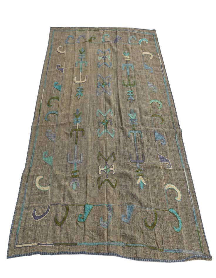 Detail image of  5' x 6' 3  Hand Woven Kilim Suzani Wool Rug