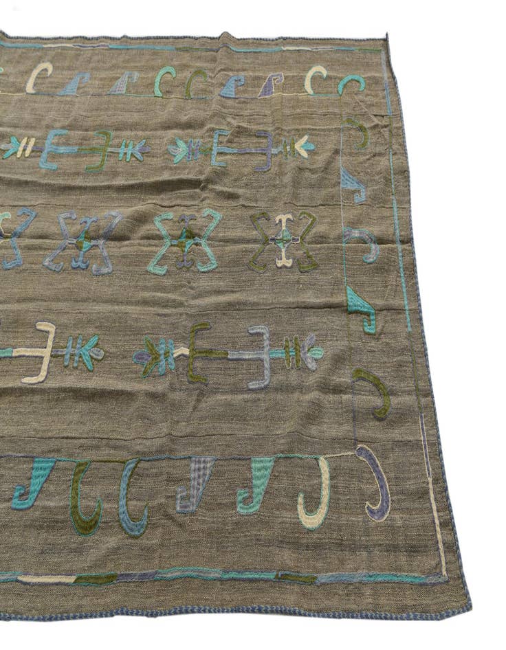 Detail image of  5' x 6' 3  Hand Woven Kilim Suzani Wool Rug