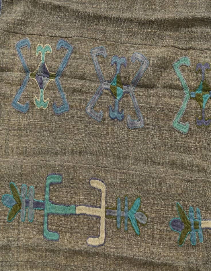 Detail image of  5' x 6' 3  Hand Woven Kilim Suzani Wool Rug