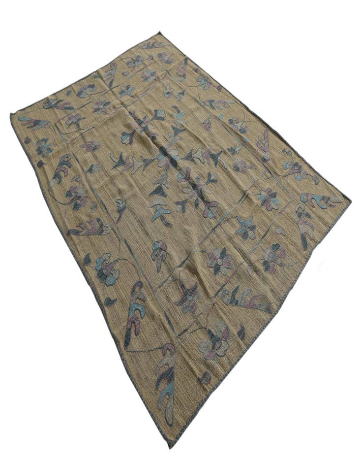 Detail image of  5' 1 x 6' 8  Hand Woven Kilim Suzani Wool Rug