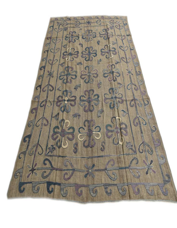 Detail image of  6' 4 x 9'  Hand Woven Kilim Suzani Wool Rug