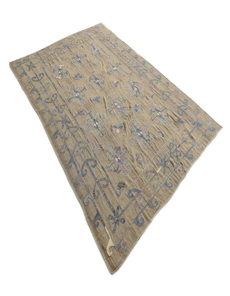 Detail image of  6' 3 x 9'  Hand Woven Kilim Suzani Wool Rug