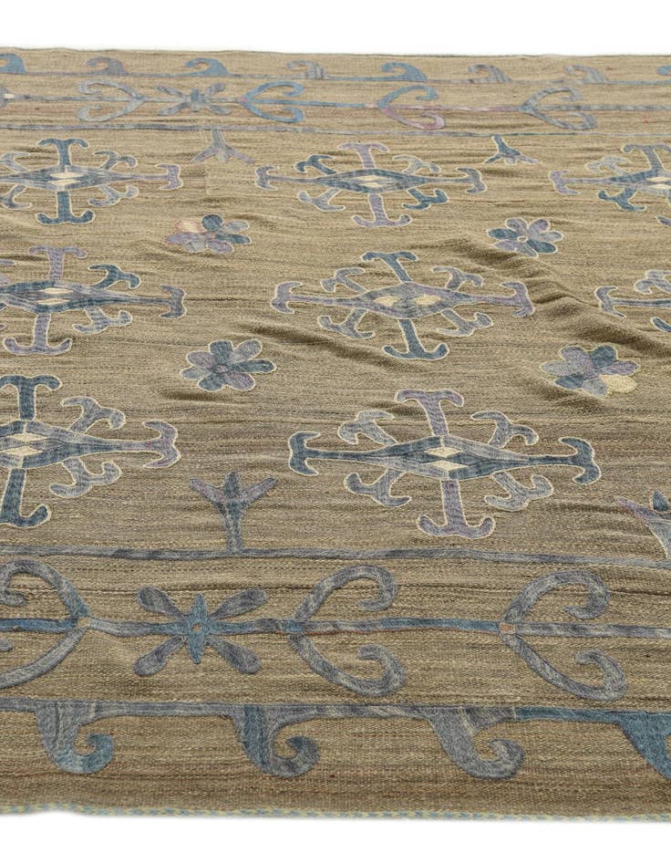 Detail image of  6' 3 x 9'  Hand Woven Kilim Suzani Wool Rug