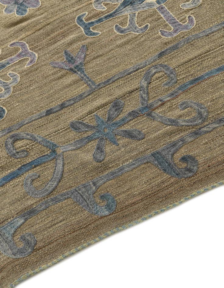 Detail image of  6' 3 x 9'  Hand Woven Kilim Suzani Wool Rug