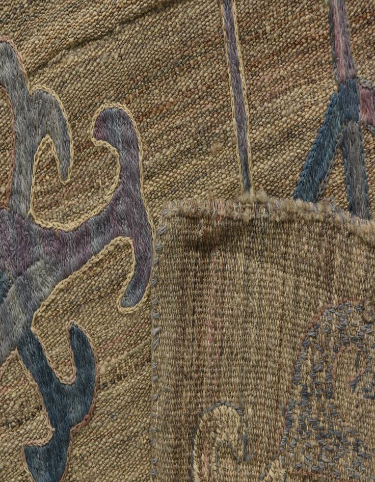Detail image of  6' 3 x 9'  Hand Woven Kilim Suzani Wool Rug