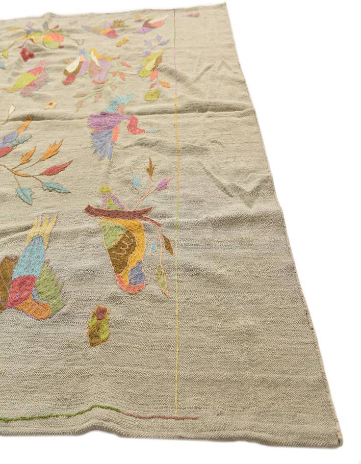 Detail image of  5' 8 x 9' 9  Hand Woven Kilim Suzani Wool Rug