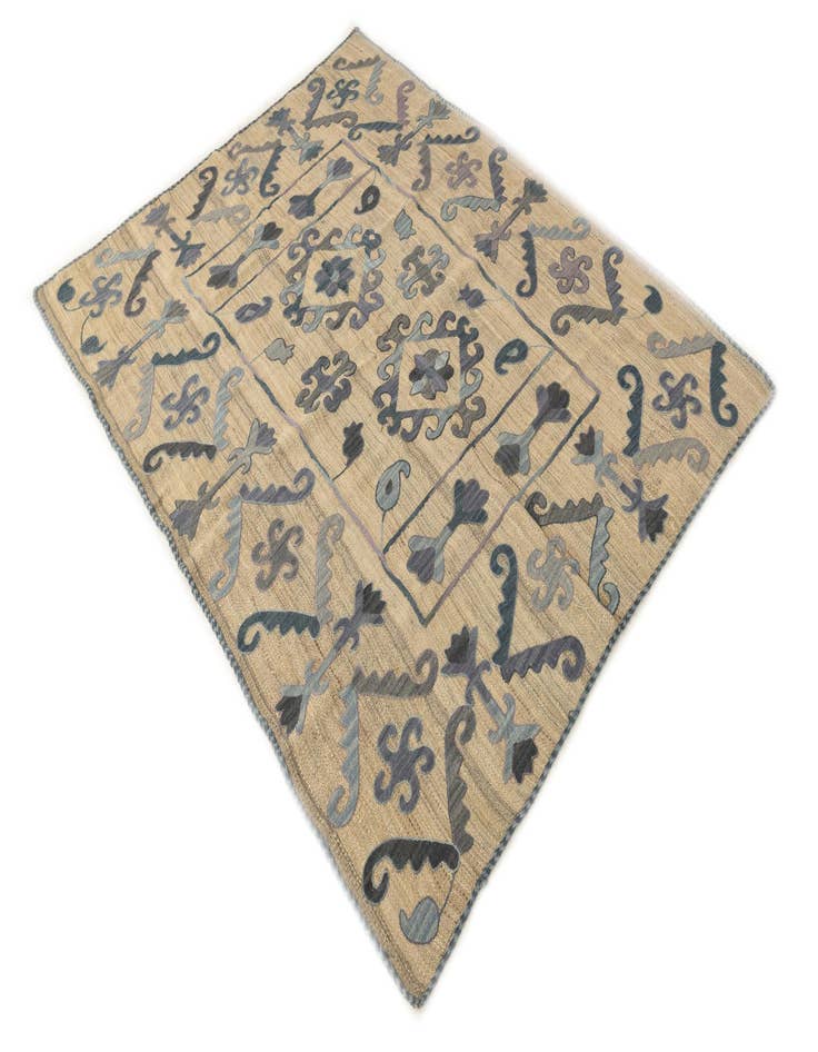 Detail image of  5' x 6' 3  Hand Woven Kilim Suzani Wool Rug