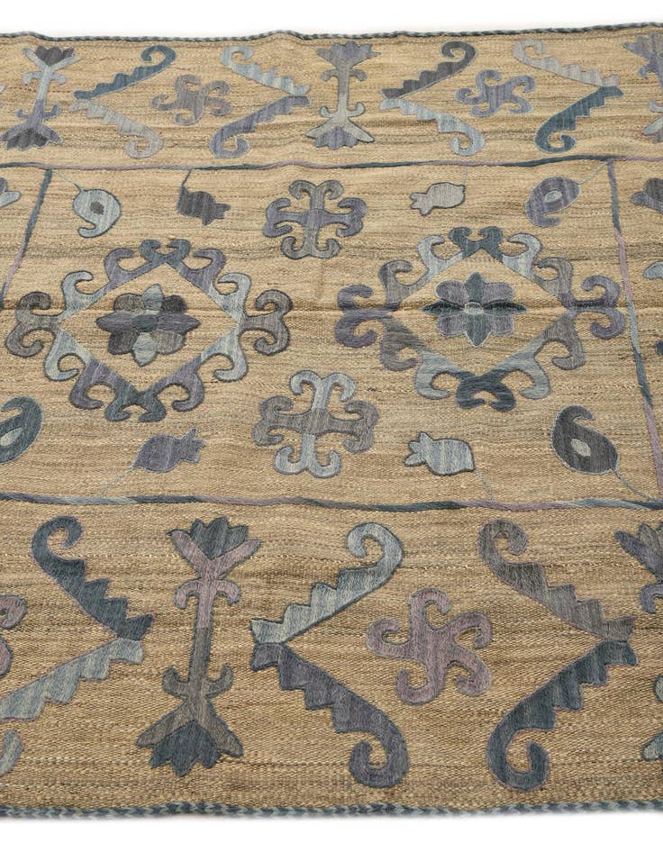 Detail image of  5' x 6' 3  Hand Woven Kilim Suzani Wool Rug