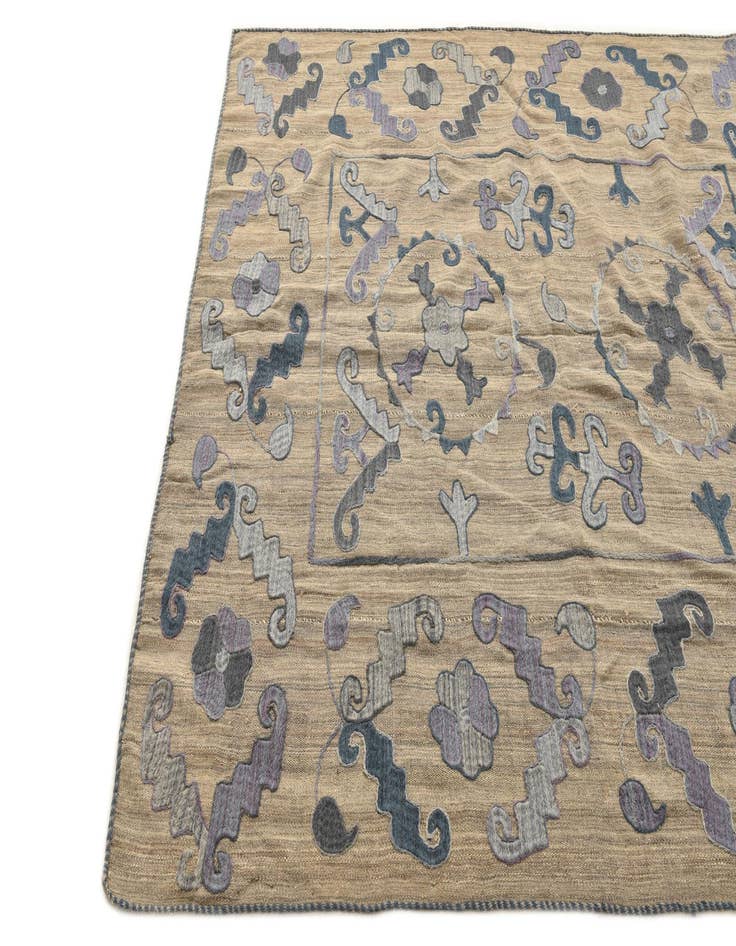 Detail image of  5' 6 x 6' 5  Hand Woven Kilim Suzani Wool Rug