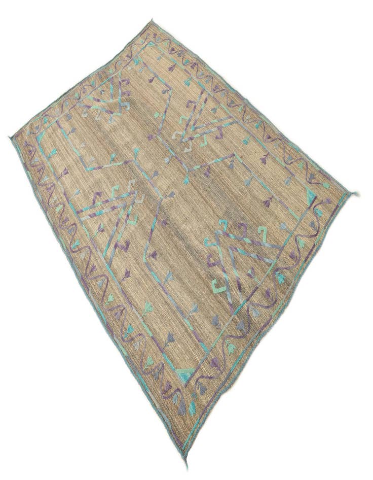 Detail image of  4' 2 x 5' 9  Hand Woven Kilim Suzani Wool Rug