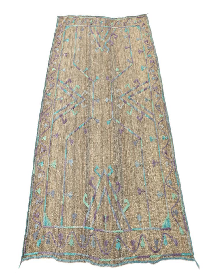 Detail image of  4' 2 x 5' 9  Hand Woven Kilim Suzani Wool Rug