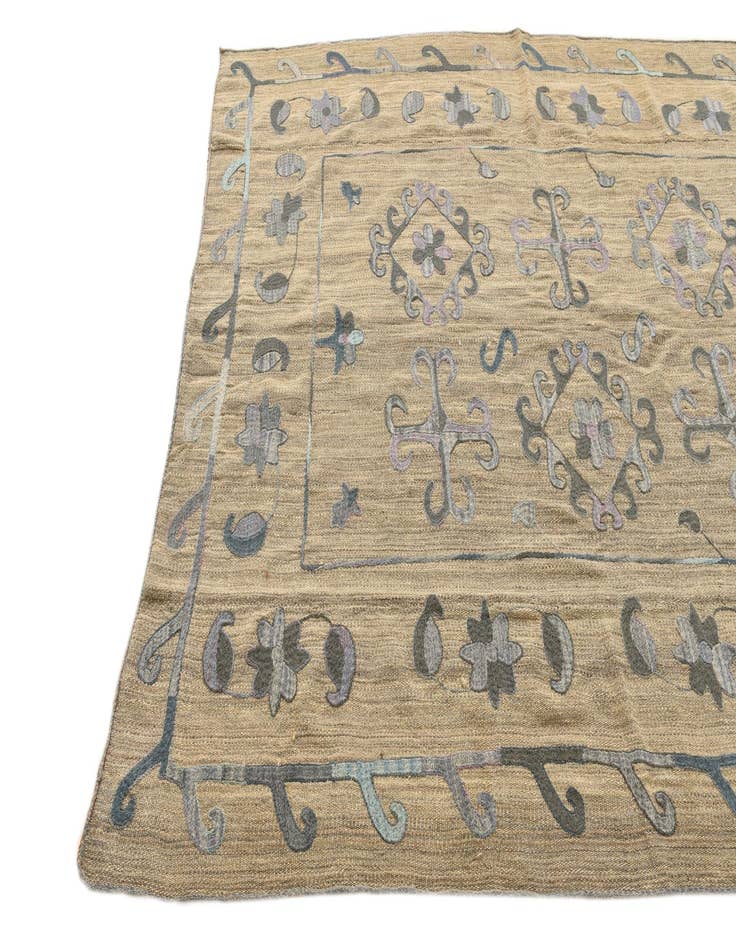 Detail image of  5' 10 x 7' 6  Hand Woven Kilim Suzani Wool Rug