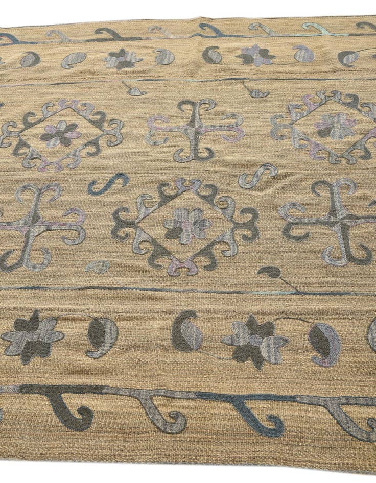 Detail image of  5' 10 x 7' 6  Hand Woven Kilim Suzani Wool Rug