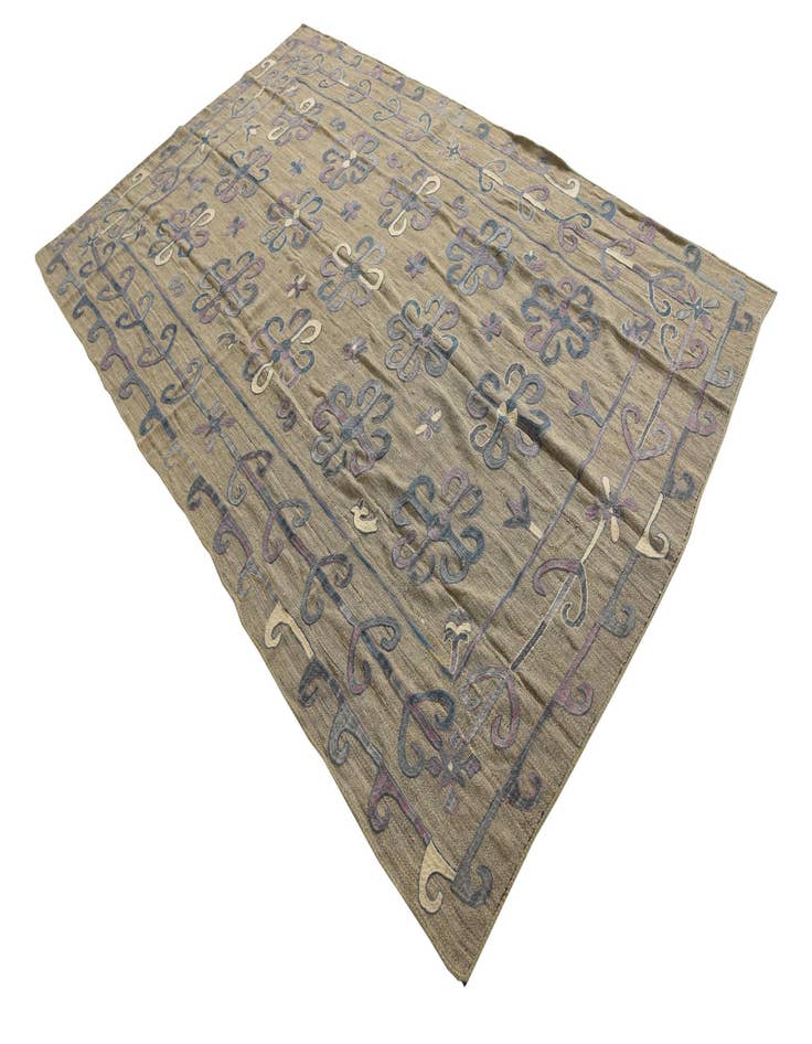 Detail image of  6' 1 x 9' 9  Hand Woven Kilim Suzani Wool Rug