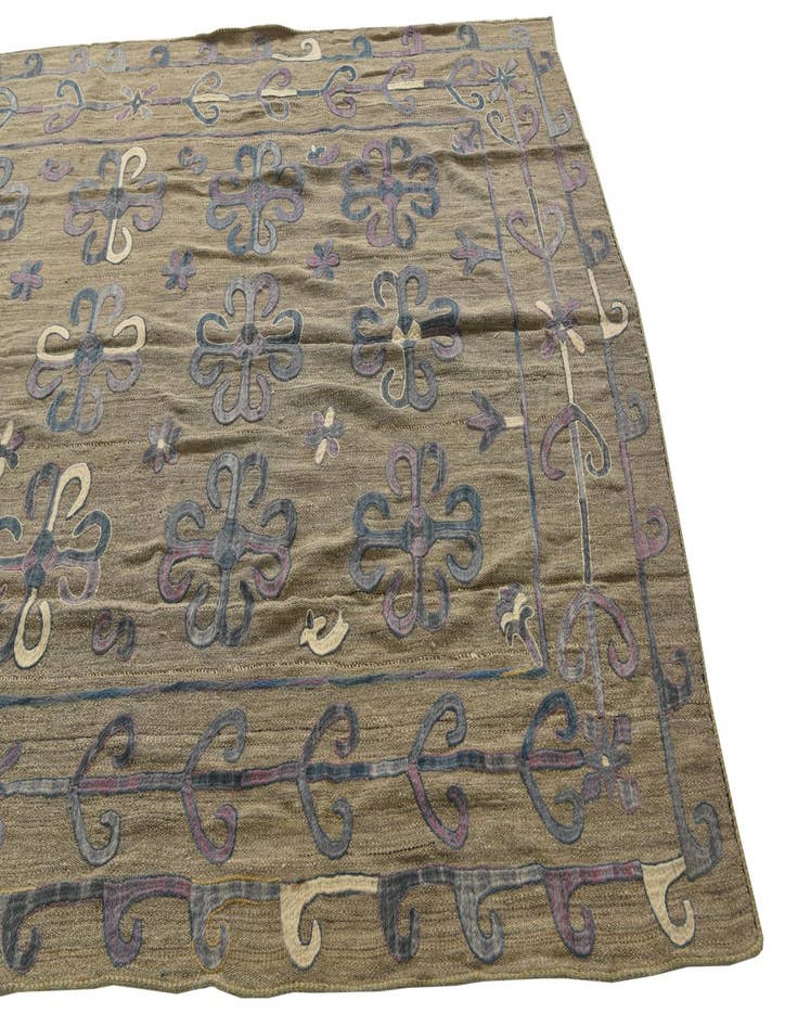 Detail image of  6' 1 x 9' 9  Hand Woven Kilim Suzani Wool Rug