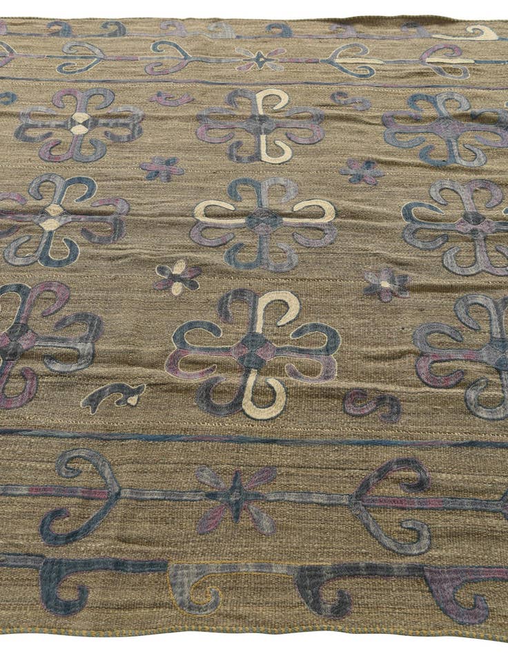 Detail image of  6' 1 x 9' 9  Hand Woven Kilim Suzani Wool Rug