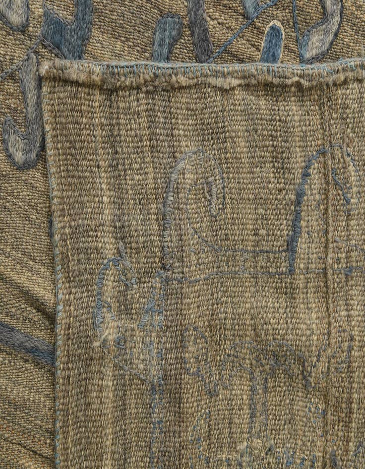 Detail image of  6' 8 x 8' 10  Hand Woven Kilim Suzani Wool Rug