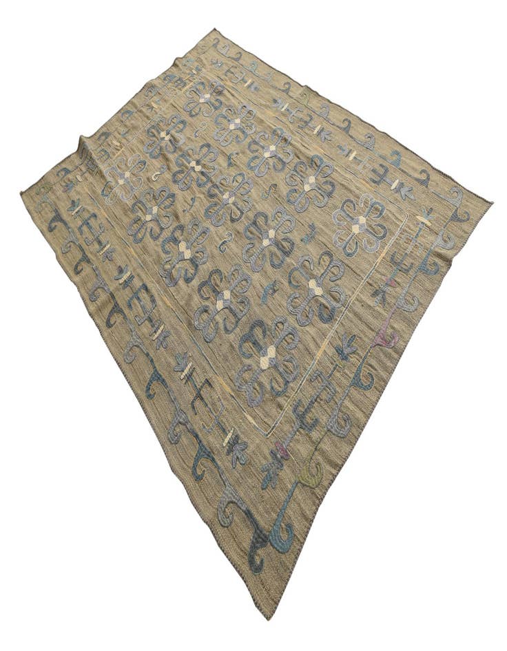 Detail image of  5' 7 x 7' 5  Hand Woven Kilim Suzani Wool Rug