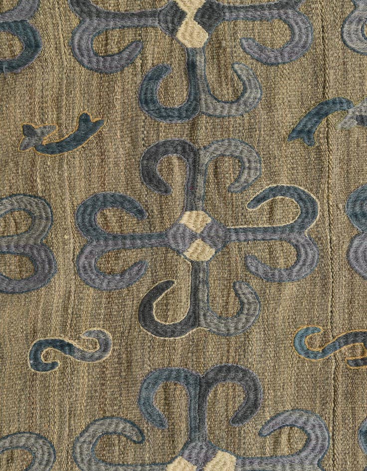 Detail image of  5' 7 x 7' 5  Hand Woven Kilim Suzani Wool Rug
