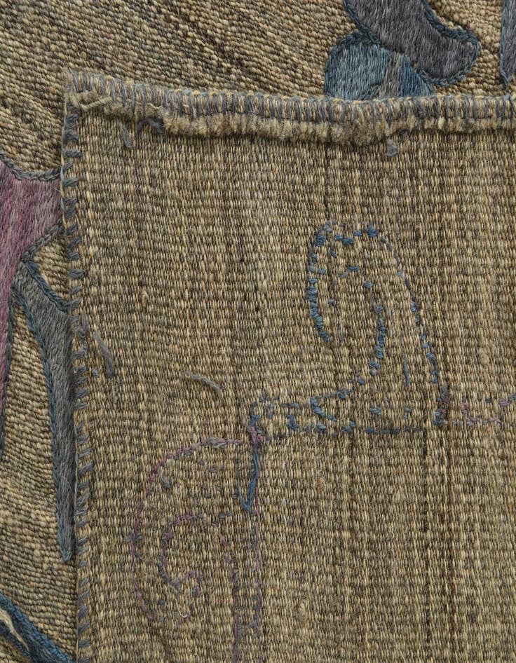 Detail image of  5' 9 x 7'  Hand Woven Kilim Suzani Wool Rug