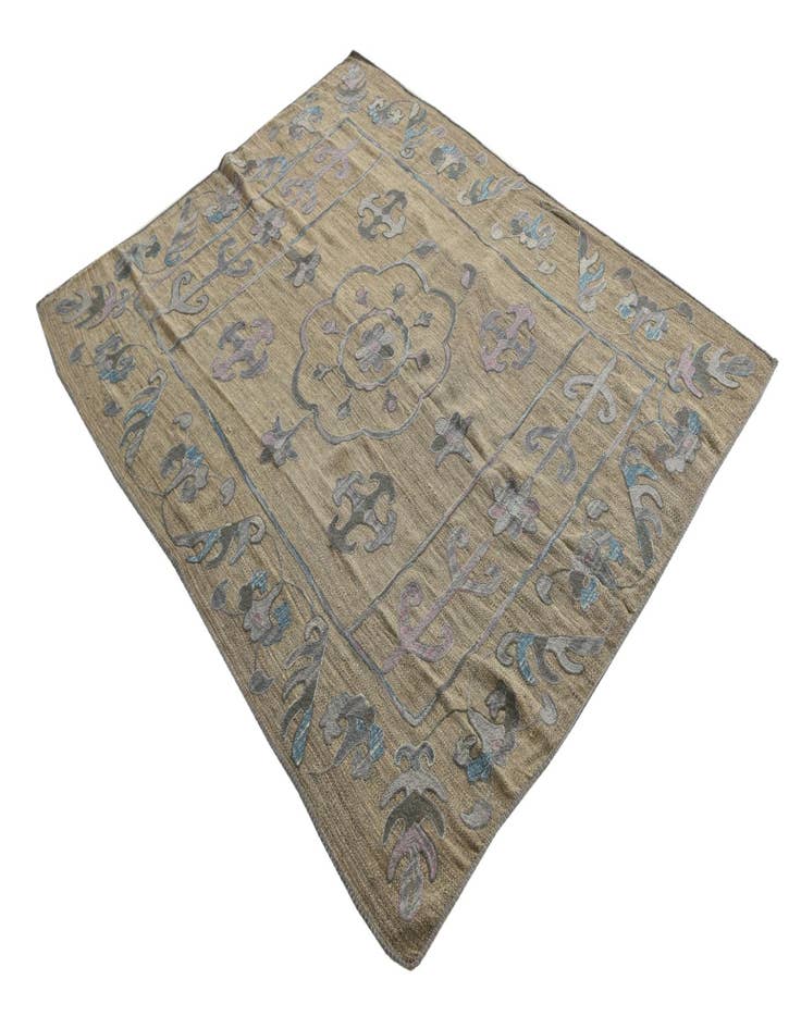 Detail image of  5' x 6' 6  Hand Woven Kilim Suzani Wool Rug