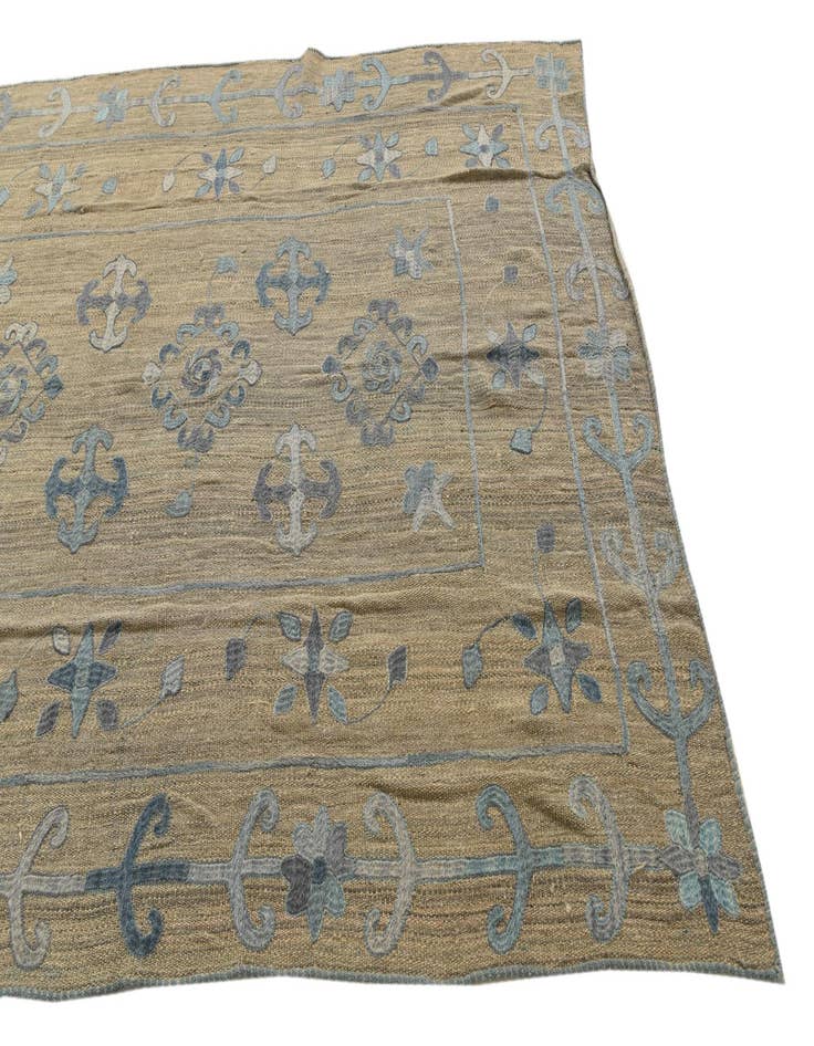 Detail image of  5' 6 x 7' 5  Hand Woven Kilim Suzani Wool Rug