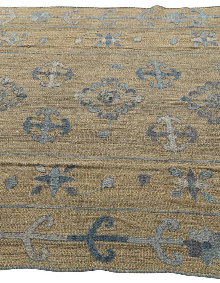 Detail image of  5' 6 x 7' 5  Hand Woven Kilim Suzani Wool Rug