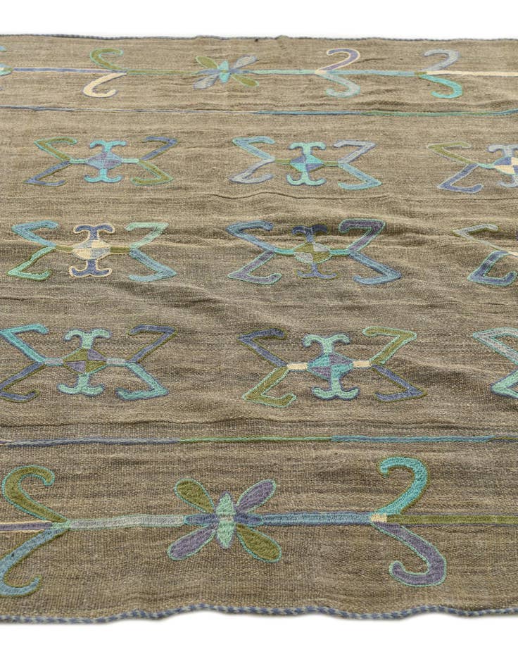 Detail image of  5' x 6' 3  Hand Woven Kilim Suzani Wool Rug