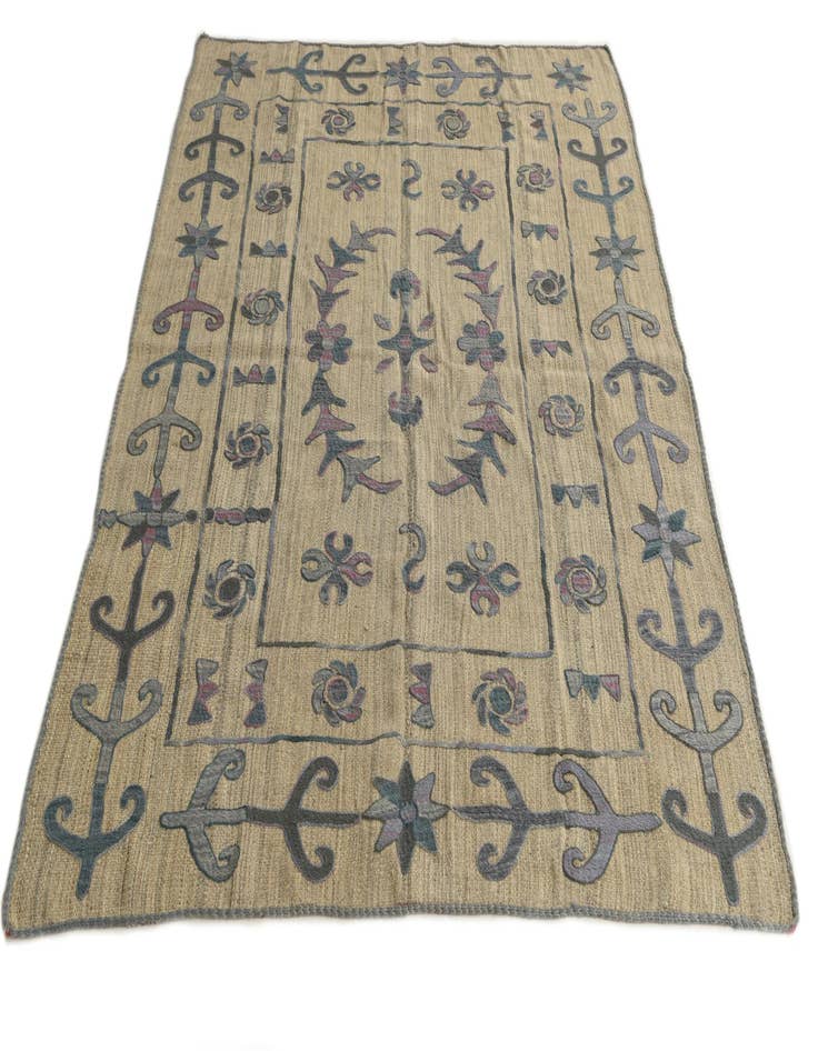 Detail image of  5' x 6' 8  Hand Woven Kilim Suzani Wool Rug