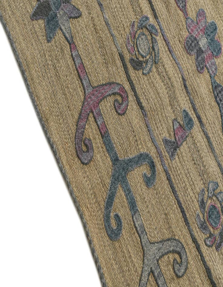 Detail image of  5' x 6' 8  Hand Woven Kilim Suzani Wool Rug