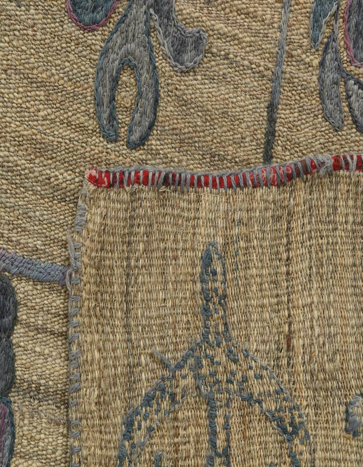 Detail image of  5' x 6' 8  Hand Woven Kilim Suzani Wool Rug
