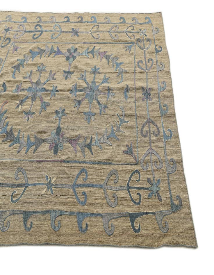 Detail image of  5' 10 x 7' 1  Hand Woven Kilim Suzani Wool Rug