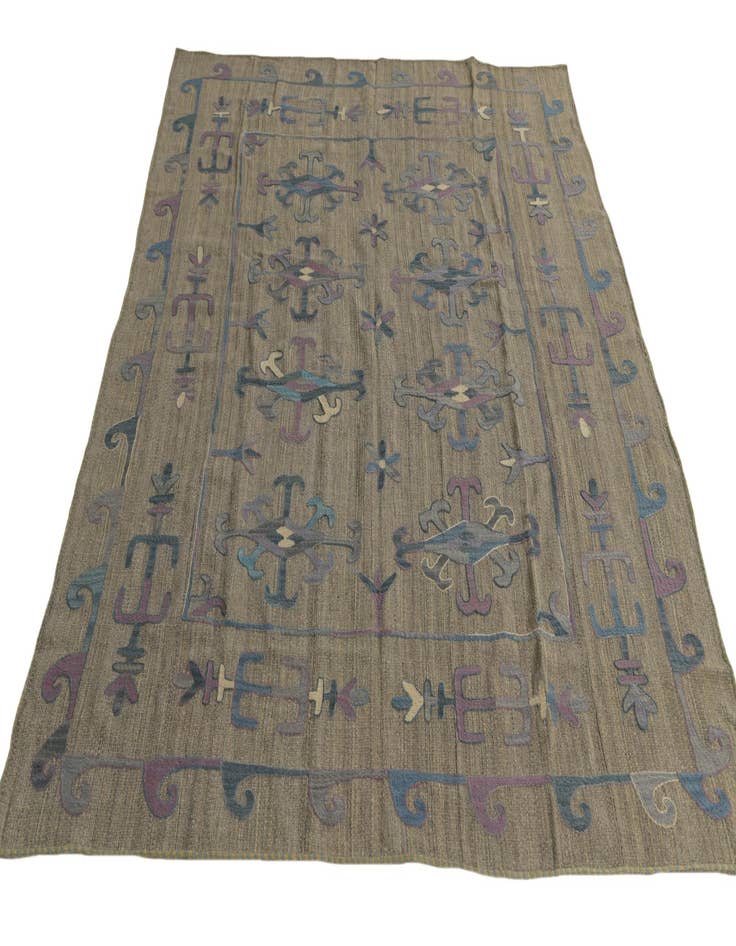 Detail image of  5' 9 x 7' 2  Hand Woven Kilim Suzani Wool Rug