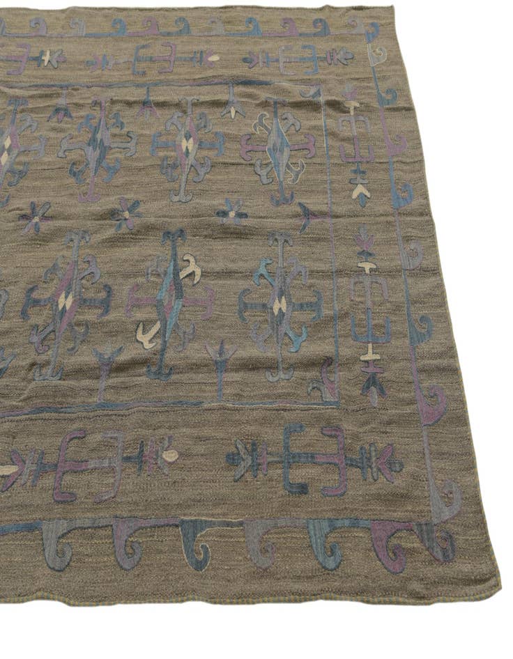 Detail image of  5' 9 x 7' 2  Hand Woven Kilim Suzani Wool Rug