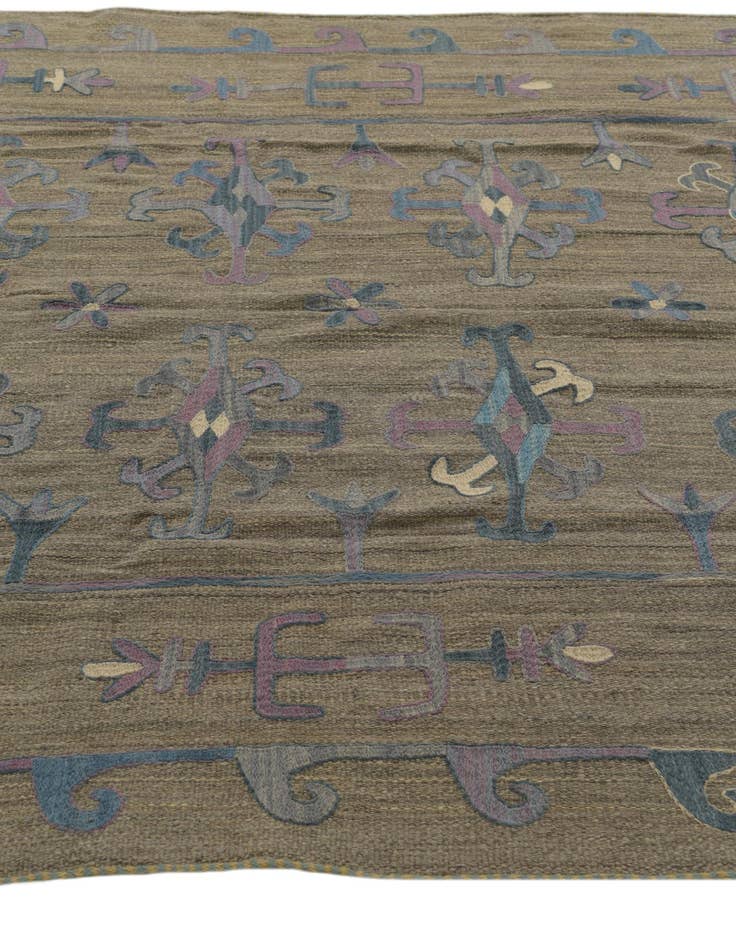 Detail image of  5' 9 x 7' 2  Hand Woven Kilim Suzani Wool Rug