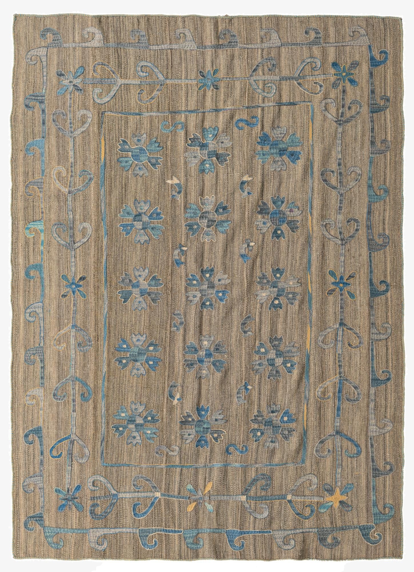  5' 9 x 7' 10  Hand Woven Kilim Suzani Wool Rug