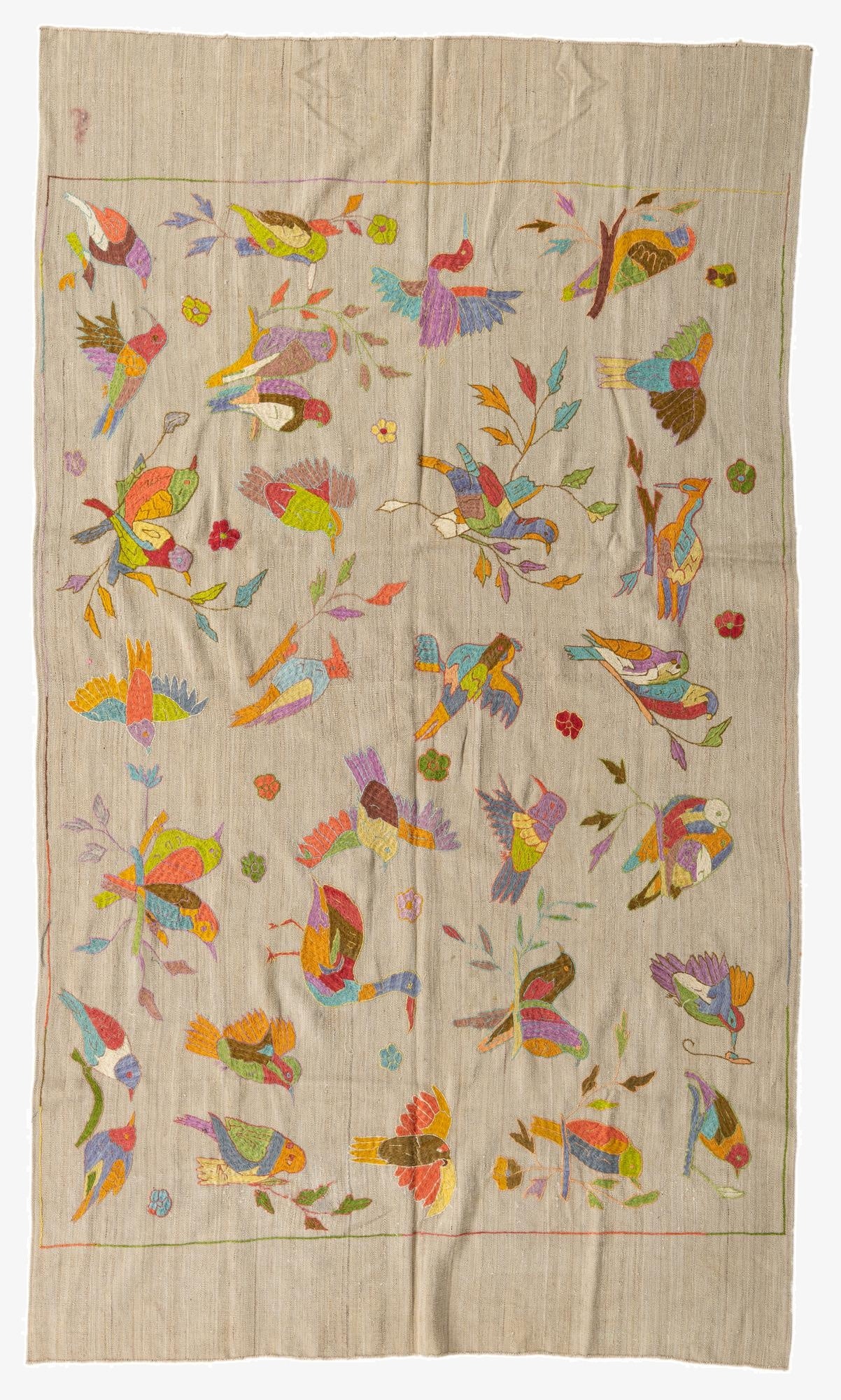  5' 8 x 9' 9  Hand Woven Kilim Suzani Wool Rug