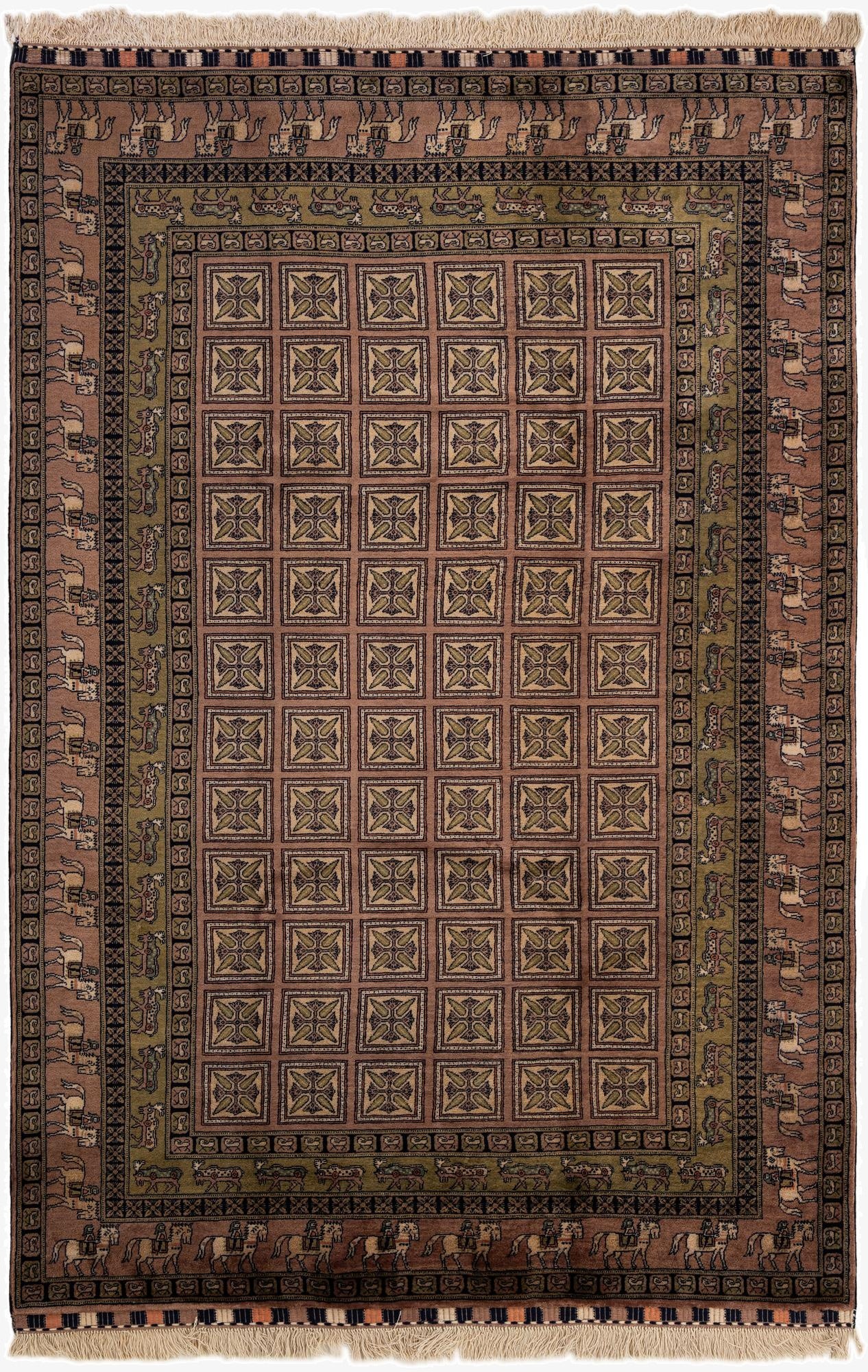  6' 9 x 10' 1  Hand Knotted Lahour Oriental Wool Rug