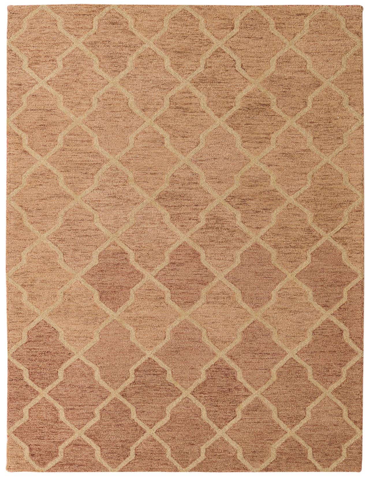 A 5x8 rectangular Luna collection rug featuring a modern abstract pattern in varying shades of brown and tan.
