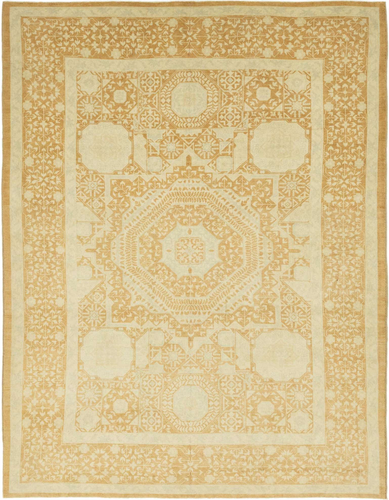 A 9x12 rectangular Mamluk Ziegler rug featuring a traditional medallion and geometric pattern in shades of brown and tan.