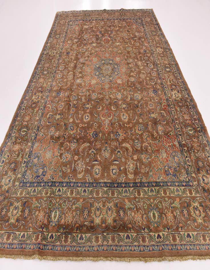 Detail image of  9' 8 x 12' 7  Hand Knotted Mashad Persian Wool Rug