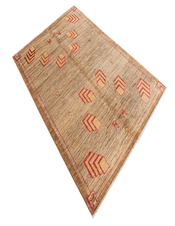 Detail image of  4' x 6'  Hand Knotted Modern Ziegler Rug