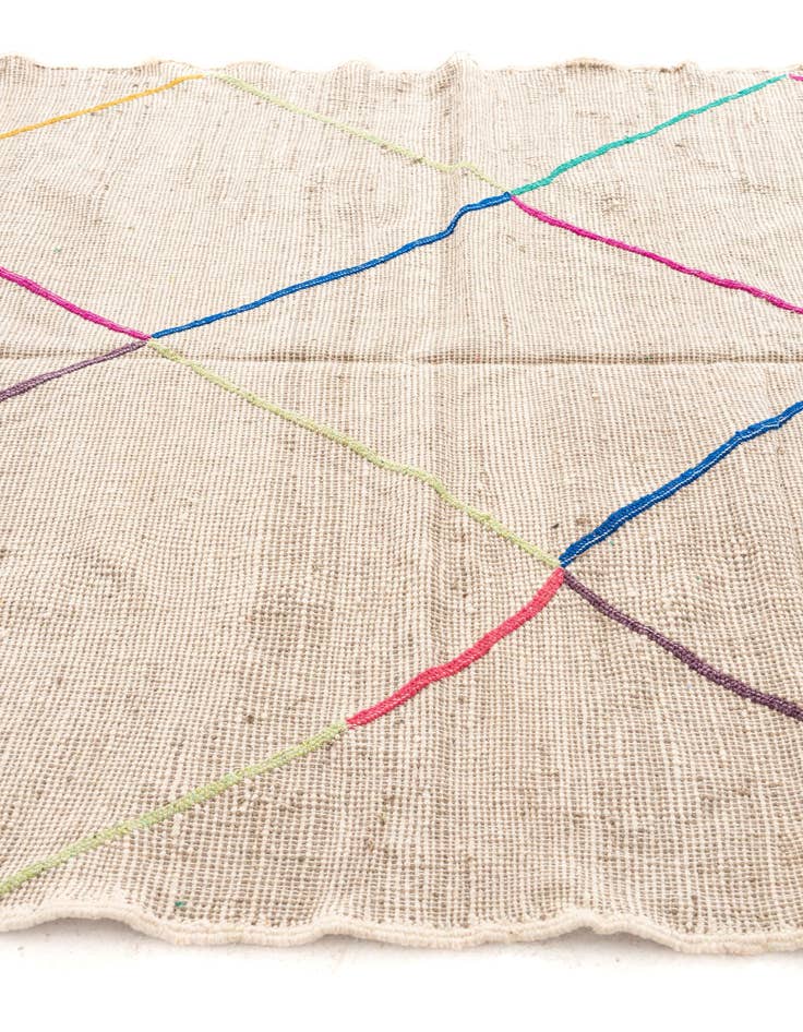 Detail image of  6' 7 x 9'  Hand Knotted Moroccan Wool Rug