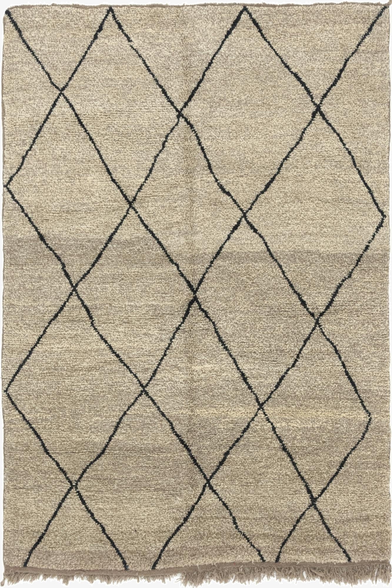  6' 8 x 9' 2  Hand Knotted Moroccan Wool Rug