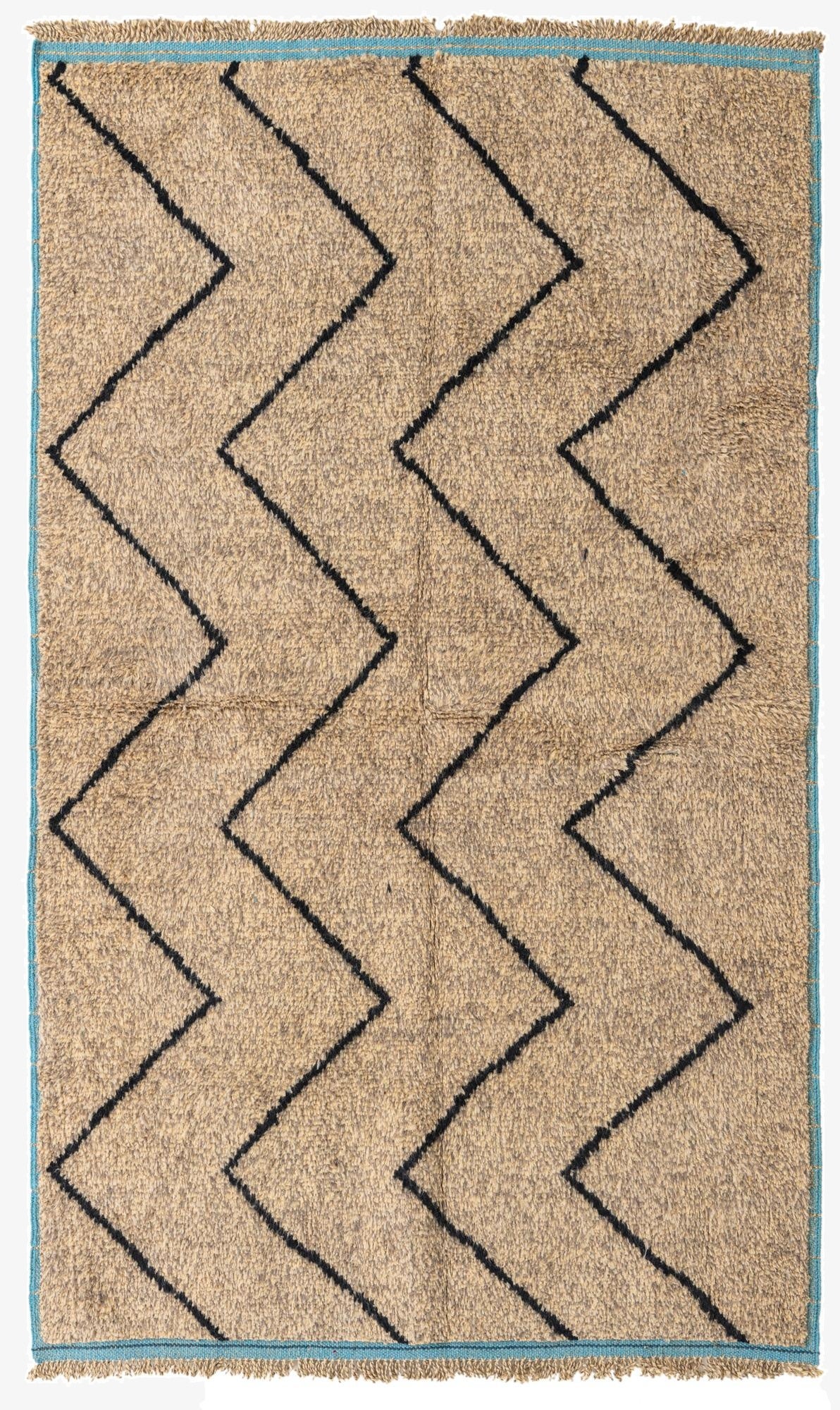  5' 1 x 8' 4  Hand Knotted Moroccan Wool Rug